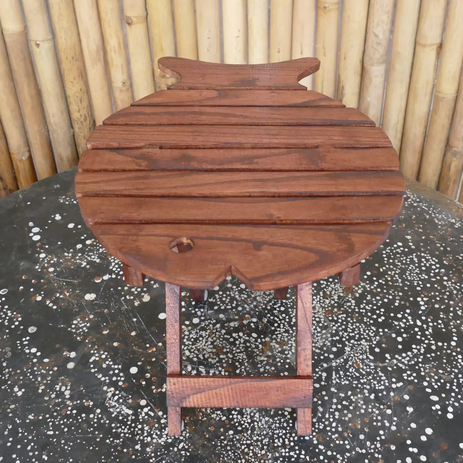  Product image 8 of the product “Folding table in shape of fish, made of wood. 33cm Height. Dark Brown lacquered. ”